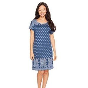 Lucky Brand shift dress womens M short sleeve blue rayon spring summer